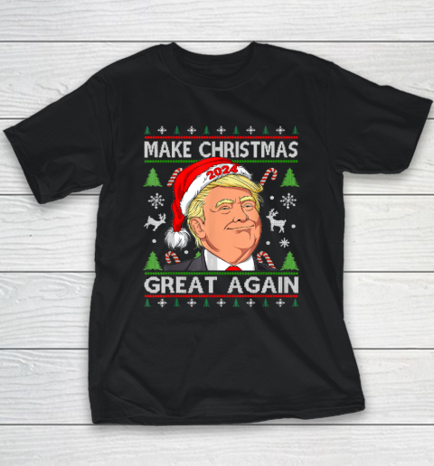 Funny Trump 2024 Make Christmas Great Again Ugly Youth T-Shirt