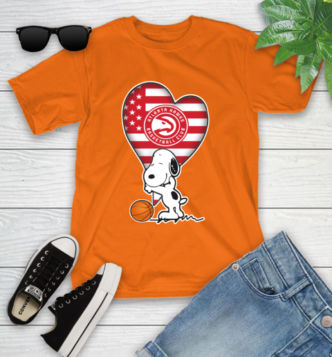 Atlanta Hawks NBA Basketball The Peanuts Movie Adorable Snoopy Youth T-Shirt 7
