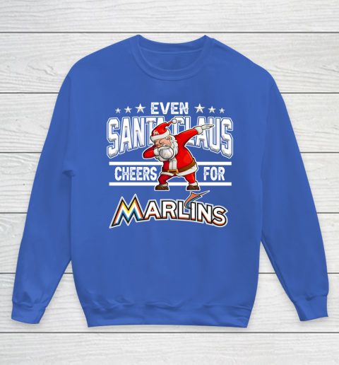 Miami Marlins Even Santa Claus Cheers For Christmas MLB Youth Sweatshirt 6
