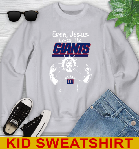 New York Giants NFL Football Even Jesus Loves The Giants Shirt Youth Sweatshirt 3