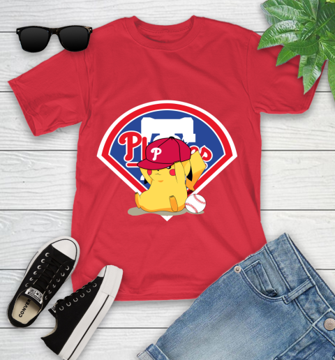 MLB Pikachu Baseball Sports Philadelphia Phillies Youth T-Shirt 10