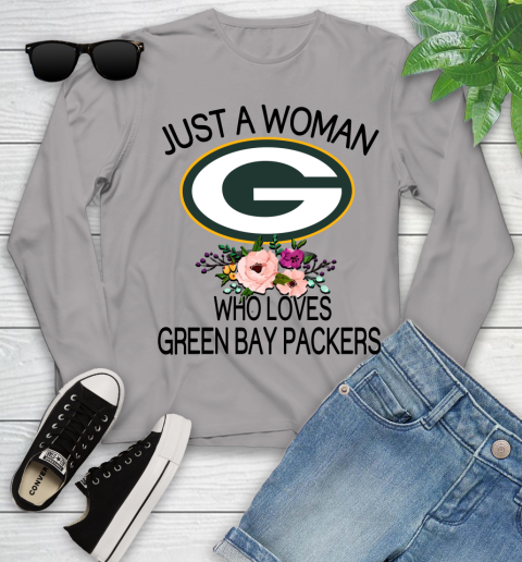 NFL Just A Woman Who Loves Green Bay Packers Football Sports Youth Long Sleeve 3