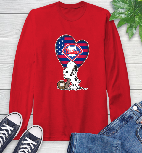 Philadelphia Phillies MLB Baseball The Peanuts Movie Adorable Snoopy Long Sleeve T-Shirt 10