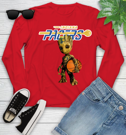 Indiana Pacers NBA Basketball Groot Marvel Guardians Of The Galaxy Youth Long Sleeve 11