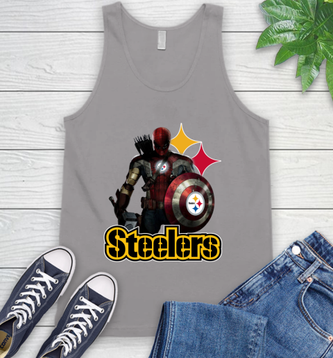 NFL Captain America Thor Spider Man Hawkeye Avengers Endgame Football Pittsburgh Steelers Tank Top 4