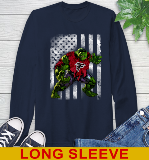 Atlanta Falcons Hulk Marvel Avengers NFL Football American Flag Long Sleeve T-Shirt 3