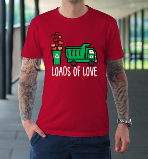 Kids Valentines Day Garbage Truck Loads Of Love T-Shirt 16