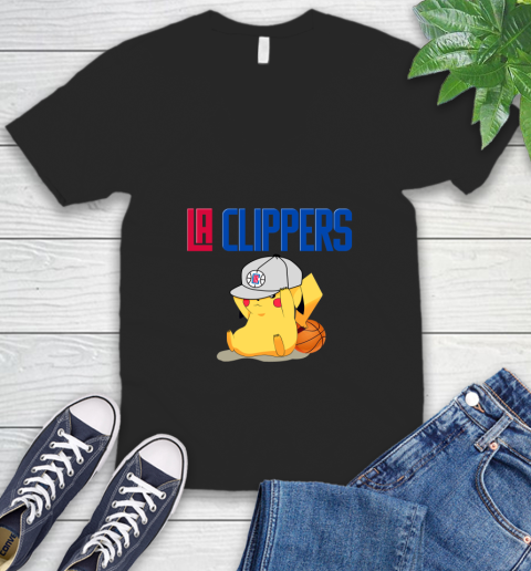 NBA Pikachu Basketball Sports Los Angeles Clippers V-Neck T-Shirt 2