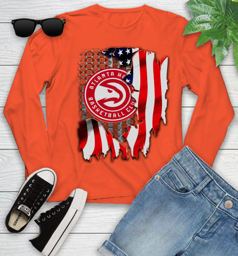 Atlanta Hawks NBA Basketball American Flag Youth Long Sleeve 3