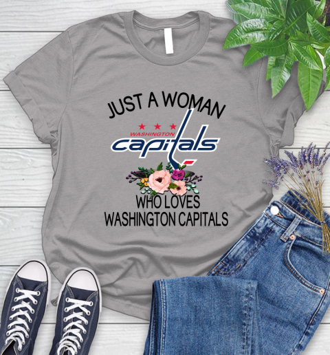NHL Just A Woman Who Loves Washington Capitals Hockey Sports Women's T-Shirt 3
