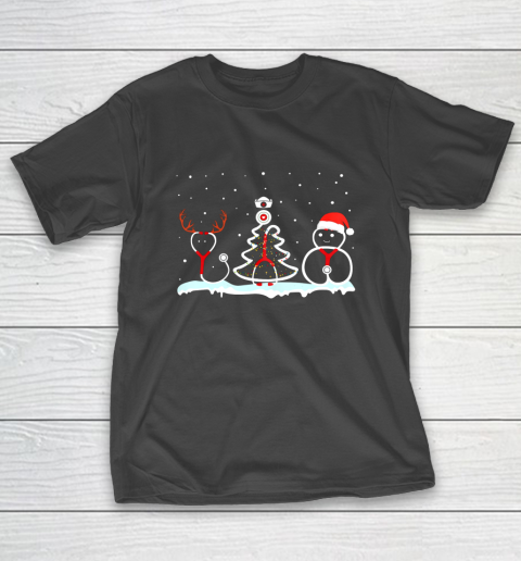 Stethoscope Reindeer Horn Xmas Tree Snowman Nurse Christmas T-Shirt