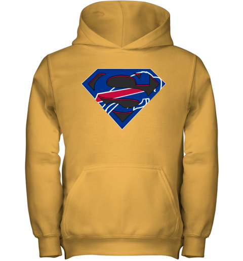 NFL Buffalo Bills Logo Superman lfro nfl buffalo bills logo superman youth hoodie 43 front gold