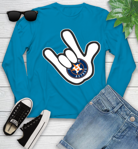 Houston Astros MLB Baseball Mickey Rock Hand Disney Youth Long Sleeve 7
