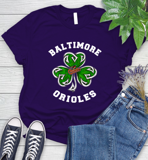 MLB Baltimore Orioles Three Leaf Clover St Patrick's Day Baseball Sports Women's T-Shirt 4