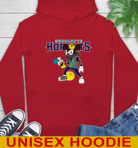 Charlotte Hornets NBA Basketball Mickey Peace Sign Sports Hoodie 10