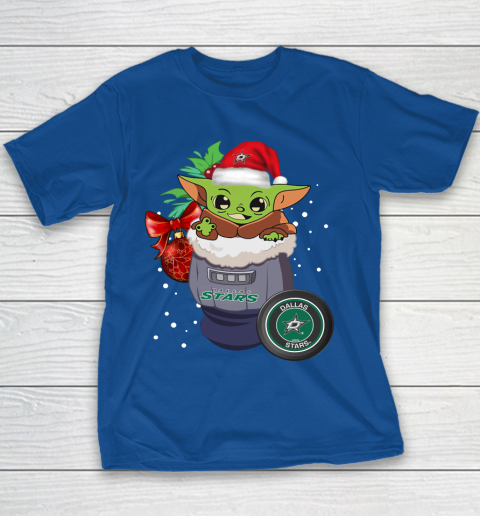 Dallas Stars Christmas Baby Yoda Star Wars Funny Happy NHL Youth T-Shirt 8