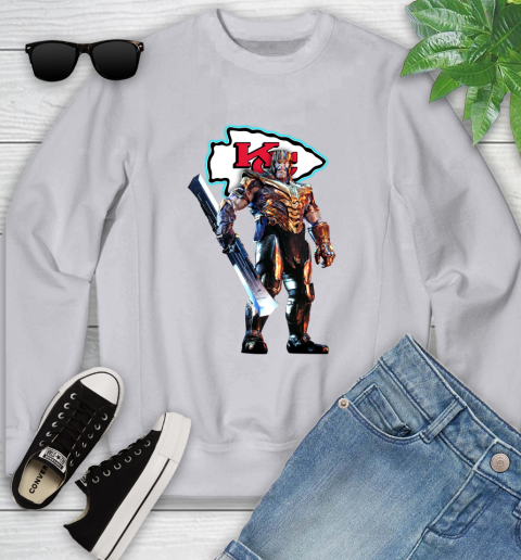 NFL Thanos Gauntlet Avengers Endgame Football Kansas City Chiefs Youth Sweatshirt 4