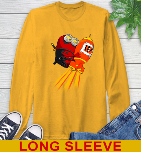 NFL Football Cincinnati Bengals Deadpool Minion Marvel Shirt Long Sleeve T-Shirt 2