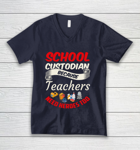 School Custodian Shirt Jokey Funny Saying Custodian V-Neck T-Shirt 2