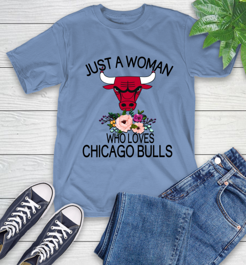 NBA Just A Woman Who Loves Chicago Bulls Basketball Sports T-Shirt 11