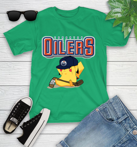 NHL Pikachu Hockey Sports Edmonton Oilers Youth T-Shirt 6