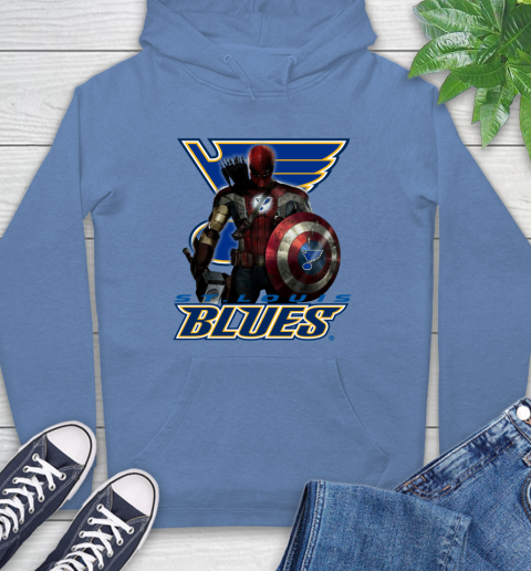 NHL Captain America Thor Spider Man Hawkeye Avengers Endgame Hockey St.Louis Blues Hoodie 11