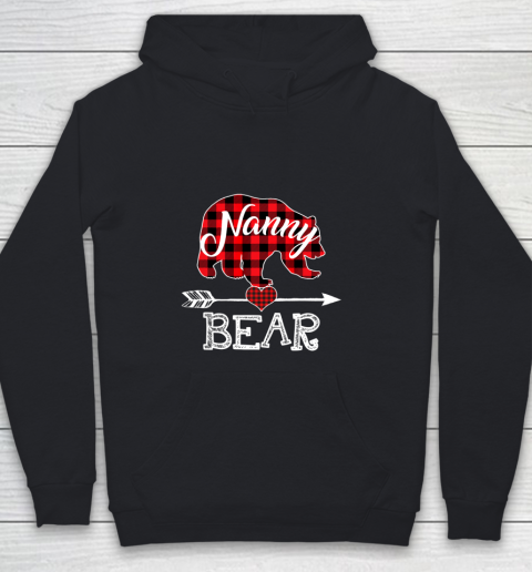 Nanny Bear Christmas Pajama Red Plaid Buffalo Family Gift Youth Hoodie