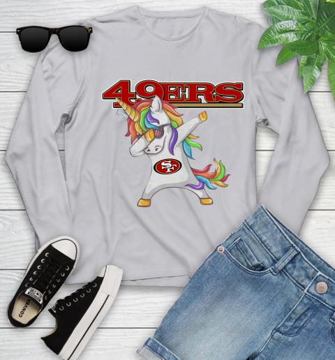 San Francisco 49ers NFL Football Funny Unicorn Dabbing Sports Youth Long Sleeve 5