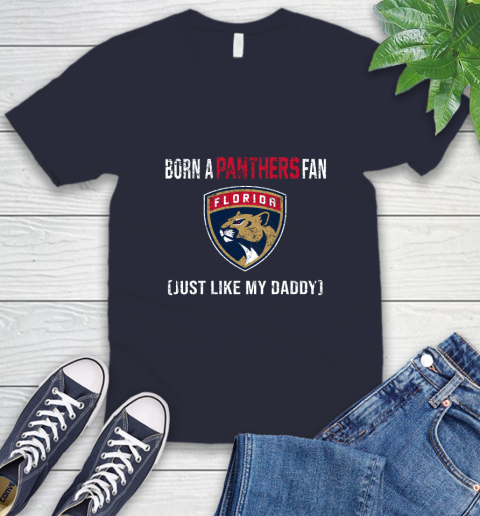 NHL Florida Panthers Hockey Loyal Fan Just Like My Daddy Shirt V-Neck T-Shirt 2