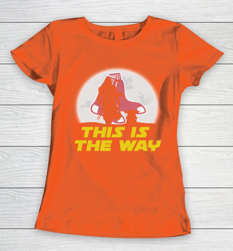 Boston Red Sox MLB Baseball Star Wars Yoda And Mandalorian This Is The Way Women's T-Shirt 3