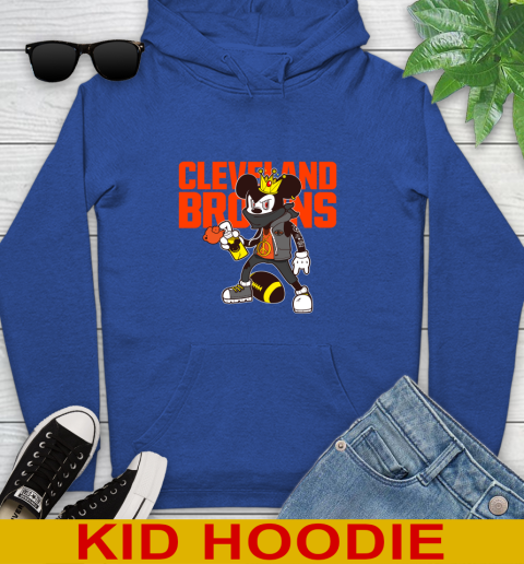 Cleveland Browns NFL Football Mickey Peace Sign Sports Youth Hoodie 10