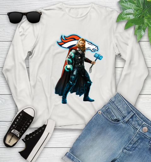 NFL Thor Avengers Endgame Football Denver Broncos Youth Long Sleeve 12