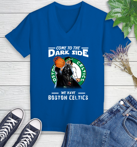 NBA Come To The Dark Side We Have Boston Celtics Star Wars Darth Vader Basketball Women's V-Neck T-Shirt 10