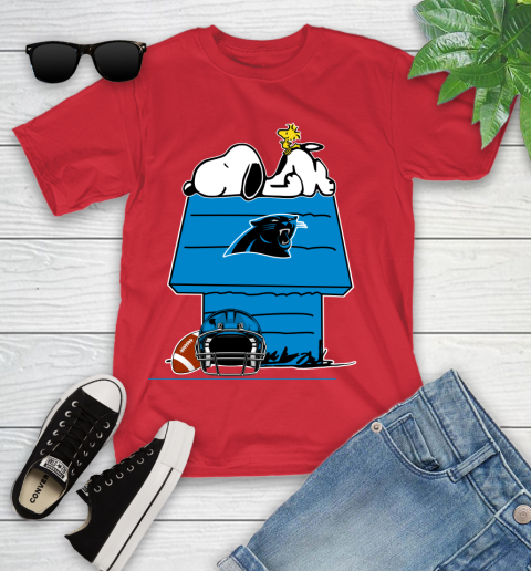 Carolina Panthers NFL Football Snoopy Woodstock The Peanuts Movie Youth T-Shirt 10