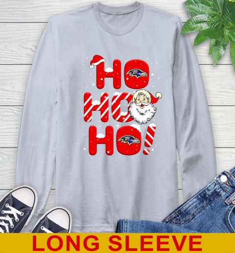 Baltimore Ravens NFL Football Ho Ho Ho Santa Claus Merry Christmas Shirt Long Sleeve T-Shirt 6