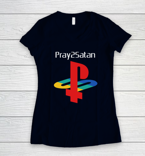 Pray2satan Women's V-Neck T-Shirt 2