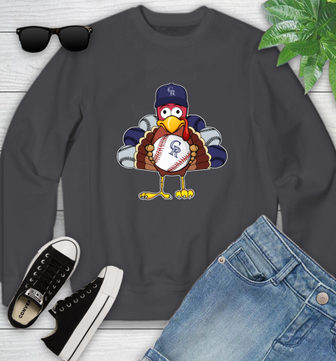 Colorado Rockies Turkey thanksgiving Youth Sweatshirt 6