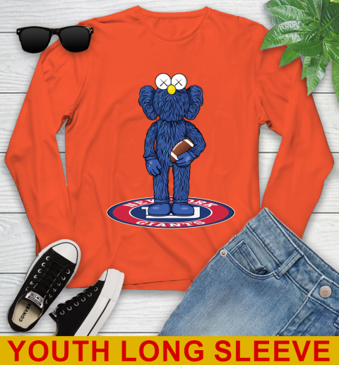 NFL Football New York Giants Kaws Bff Blue Figure Shirt Youth Long Sleeve 4