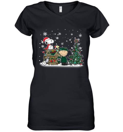 NHL Minnesota Wild Snoopy Charlie Brown Christmas Hockey Super Bowl Sports 4znxVvnnFtK women v neck t shirt 39 95 151514 front black