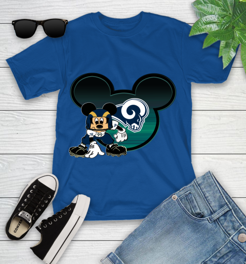 NFL Los Angeles Rams Mickey Mouse Disney Football T Shirt Youth T-Shirt 21
