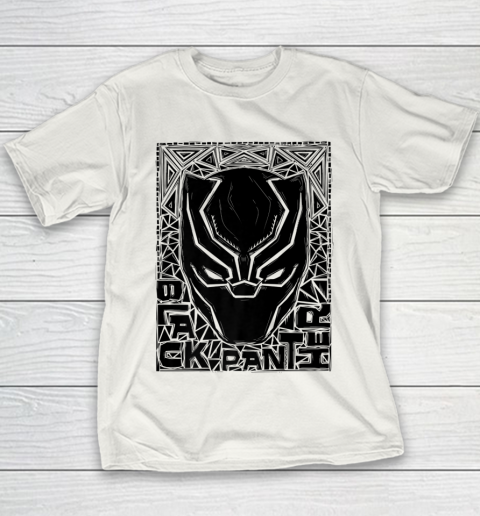 Marvel Black Panther Mask Woodcut Portrait Youth T-Shirt