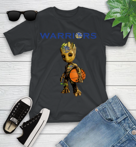 Golden State Warriors NBA Basketball Groot Marvel Guardians Of The Galaxy Youth T-Shirt 2