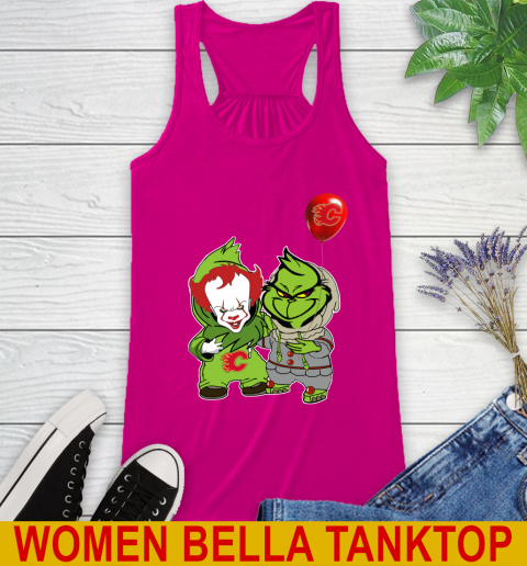 Calgary Flames Baby Pennywise Grinch Christmas NHL Hockey Racerback Tank 8
