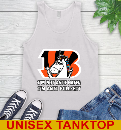 Cincinnati Bengals NFL Football Unicorn I'm Not Anti Hater I'm Anti Bullshit Tank Top