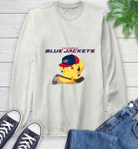 NHL Pikachu Hockey Sports Columbus Blue Jackets Long Sleeve T-Shirt 12