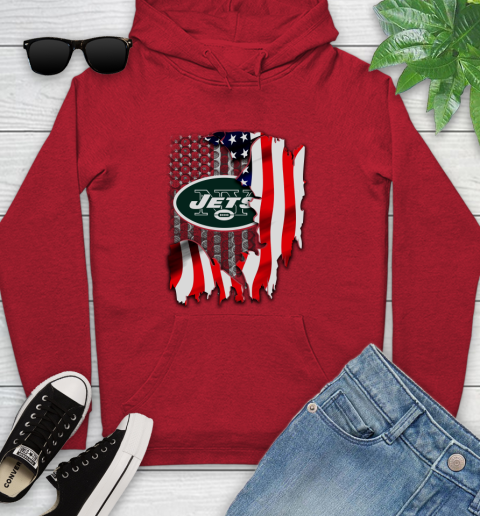 New York Jets NFL Football American Flag Youth Hoodie 12