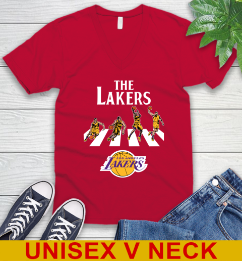 NBA Basketball Los Angeles Lakers The Beatles Rock Band Shirt V-Neck T-Shirt 6