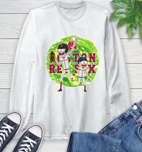 MLB Boston Red Sox Rick And Morty Commissioner's Trophy Baseball Sports Long Sleeve T-Shirt