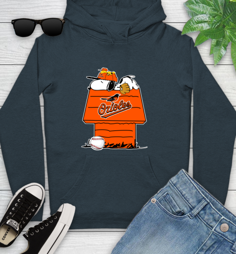 MLB Baltimore Orioles Snoopy Woodstock The Peanuts Movie Baseball T Shirt Youth Hoodie 8