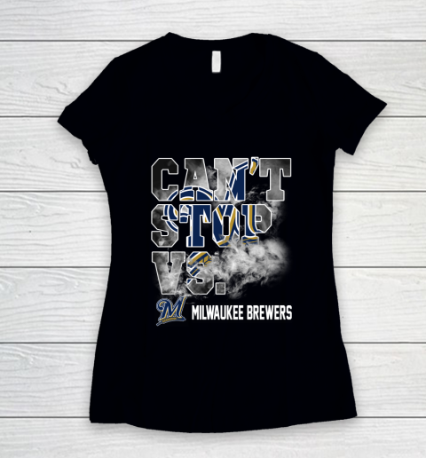 MLB Milwaukee Brewers Baseball Can't Stop Vs Brewers Women's V-Neck T-Shirt